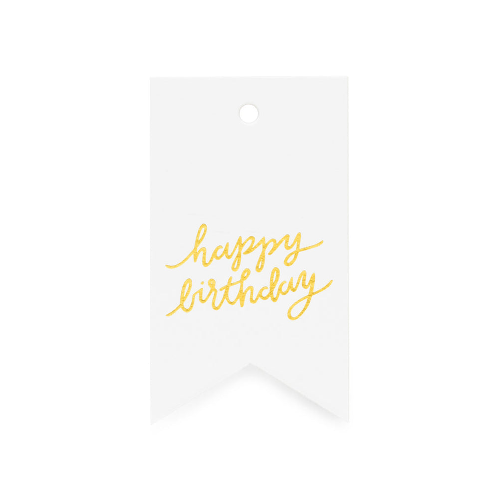 Gold Happy Birthday Gift Tag