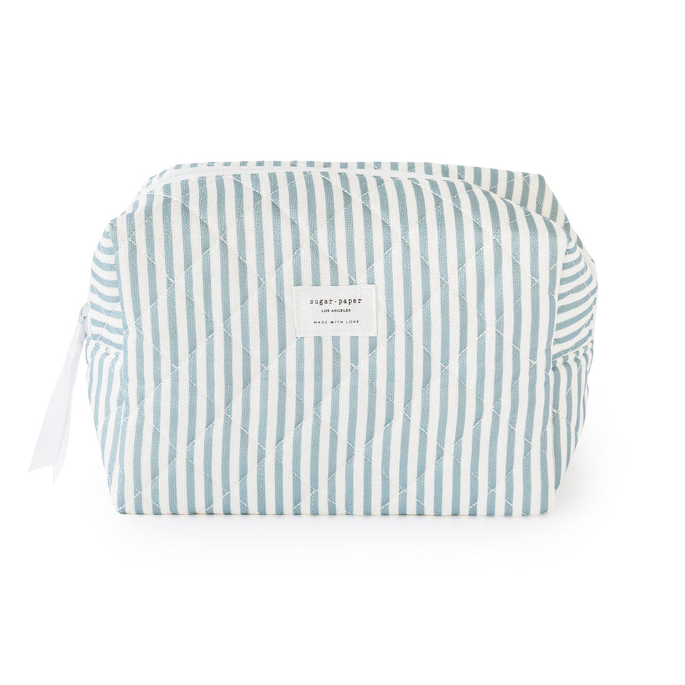 Blue Stripe Large Cosmetic Pouch